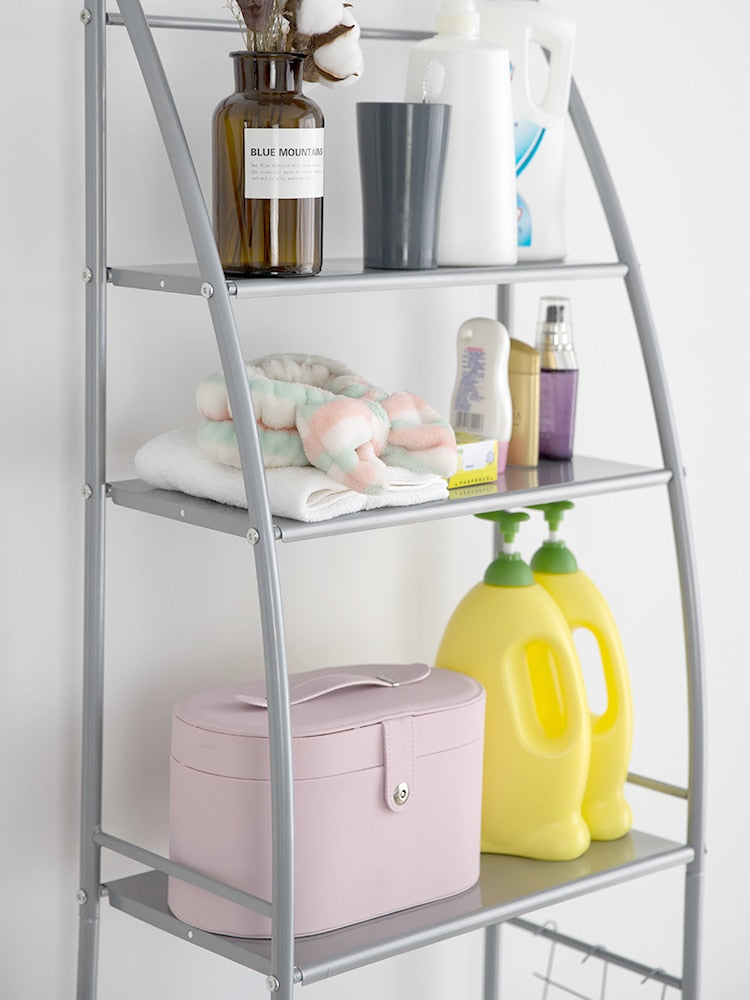 Étagère de rangement pour salle de bain à 3 niveaux gain de place salle de bain argent blanc salon